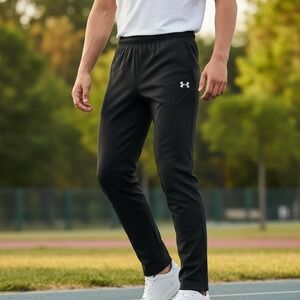 Under Armour Mens Sportstyle Elite Track Pants Black Ankle Zip Perforated Large